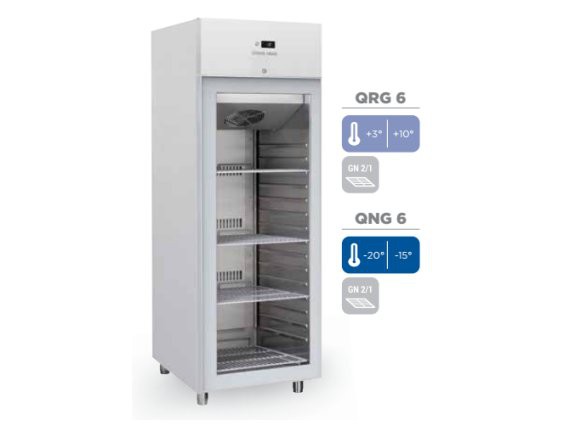 Frigorifero QRG 6 inox 546 litri, porta a vetri + 3 /+10°.